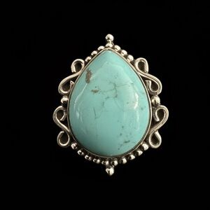 Genuine Turquoise and Sterling Silver Women's Ring